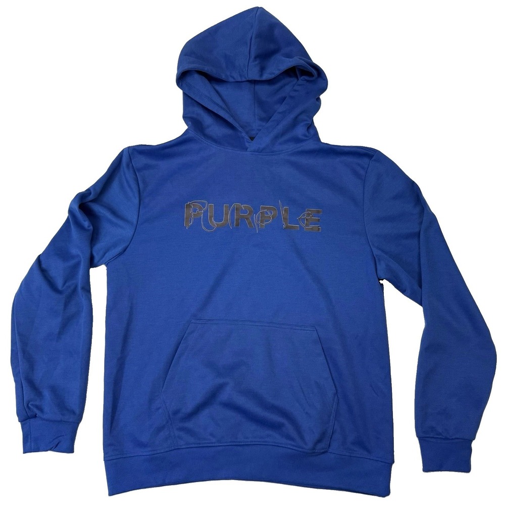 Purple Brand Blue Drip Style Logo Pullover Hoodie Hooded Pockets Men's L